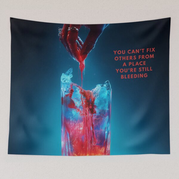 Item preview, Bleeding Hands – Surreal Emotional Art with Quote on Healing and Boundaries designed and sold by VisionaryVeils.