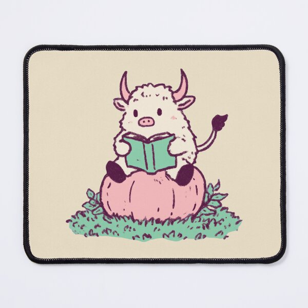 Item preview, Pumpkin Reading Highland Cow, cute pastel illustration designed and sold by Magnificent Lizard.