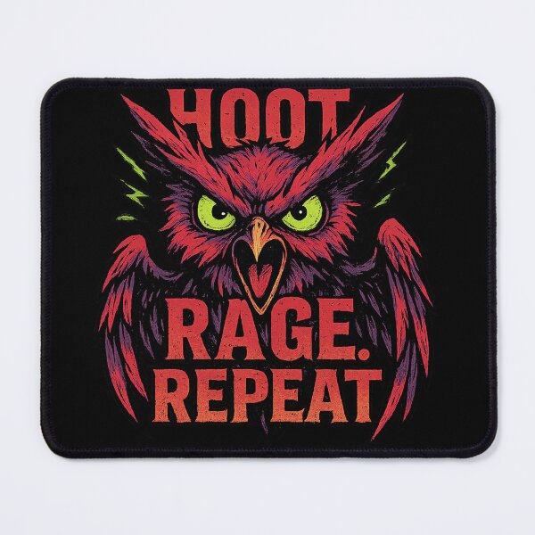 Item preview, Hoot Rage Repeat - Gift for Angry Owl Lovers Metal Humor Art designed and sold by Jarminis.