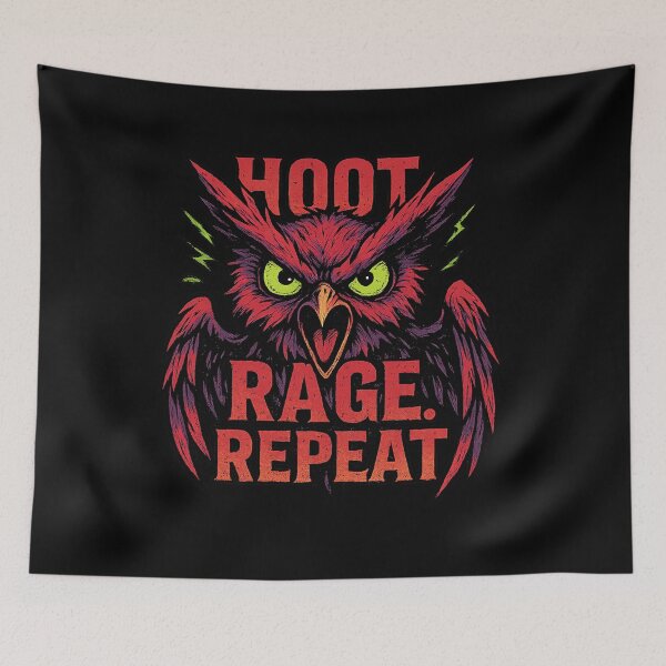 Item preview, Hoot Rage Repeat - Gift for Angry Owl Lovers Metal Humor Art designed and sold by Jarminis.