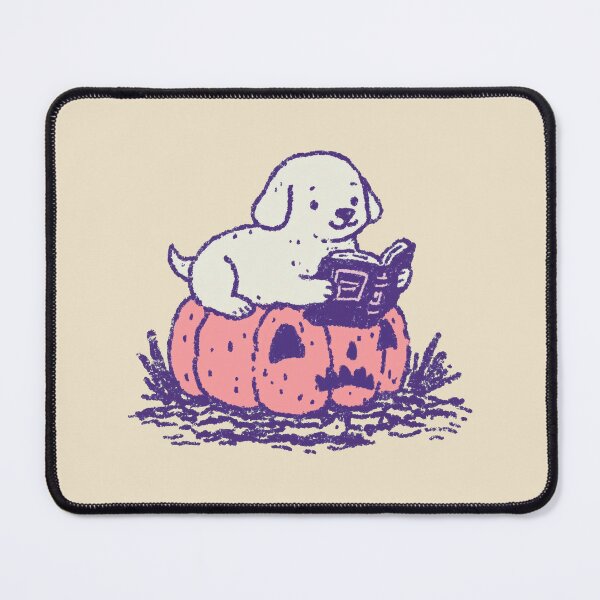 Item preview, Pumpkin Reading Dog, crayon textured cute puppy illustration designed and sold by Magnificent Lizard.