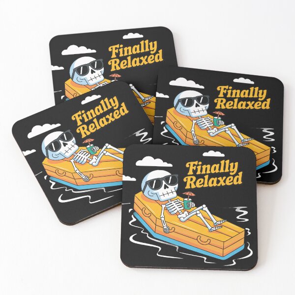 Item preview, Finally Relaxed – Funny Skeleton Floating on Coffin Pool Float | Dark Humor Beach Design colored designed and sold by Ammar Studio.