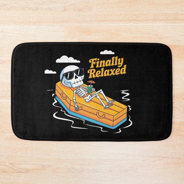 Item preview, Finally Relaxed – Funny Skeleton Floating on Coffin Pool Float | Dark Humor Beach Design colored designed and sold by Ammar Studio.