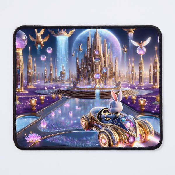 Item preview, A cyborg rabbit driving a futuristic flying car 002L6P120TH4KE9 designed and sold by OsirizyahDesign.