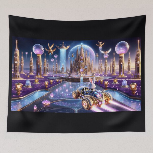 Item preview, A cyborg rabbit driving a futuristic flying car 002L6P120TH4KE9 designed and sold by OsirizyahDesign.