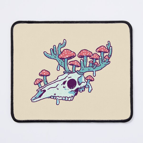 Item preview, Overgrown Mushroom Deer Skull, pastel mycology illustration designed and sold by Magnificent Lizard.