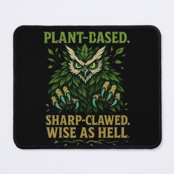 Item preview, Plant Based Sharp Clawed Wise As Hell - Gift for Vegan Owl Lovers Art designed and sold by Jarminis.
