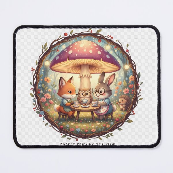 Item preview, Forest Friends Tea Club Whimsical Woodland Animal Illustration designed and sold by TajSprinklz.