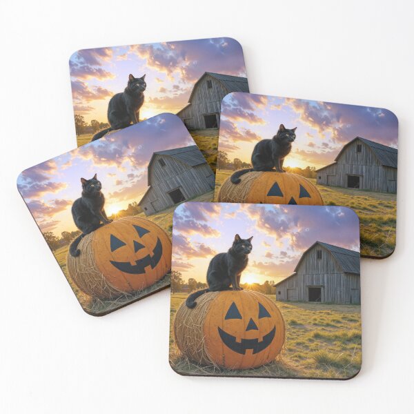 Item preview, Black Cat On a Halloween Hay Bale designed and sold by Maria Dryfhout.