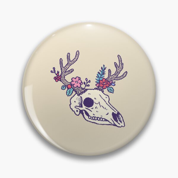 Item preview, Christmas Deer Skull with Floral Antlers, Pastel Stipple Illustration designed and sold by Magnificent Lizard.