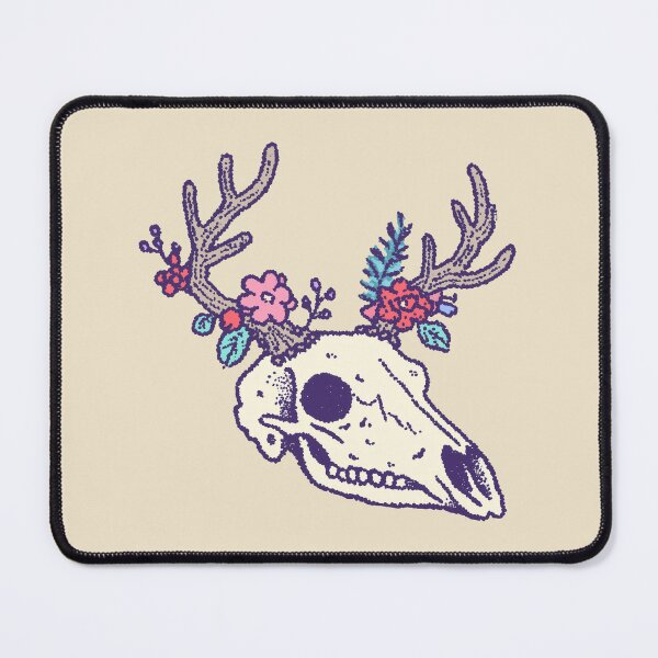 Item preview, Christmas Deer Skull with Floral Antlers, Pastel Stipple Illustration designed and sold by Magnificent Lizard.
