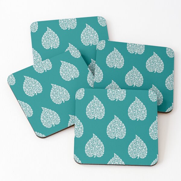 Item preview, Ornate White Leaf Seamless Pattern On Teal designed and sold by HolmeProud.