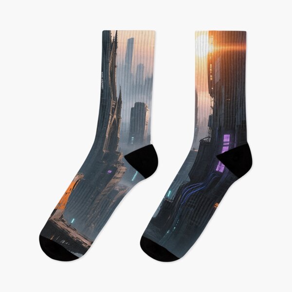 Item preview, Dream City in the Mist Futuristic Gothic Skyline Art designed and sold by ArtiQreate.