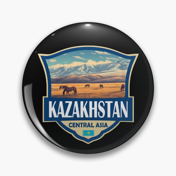 Artikelvorschau, Kasachstan Illustration Retro-Abzeichen entworfen und verkauft von KrisSidDesigns.