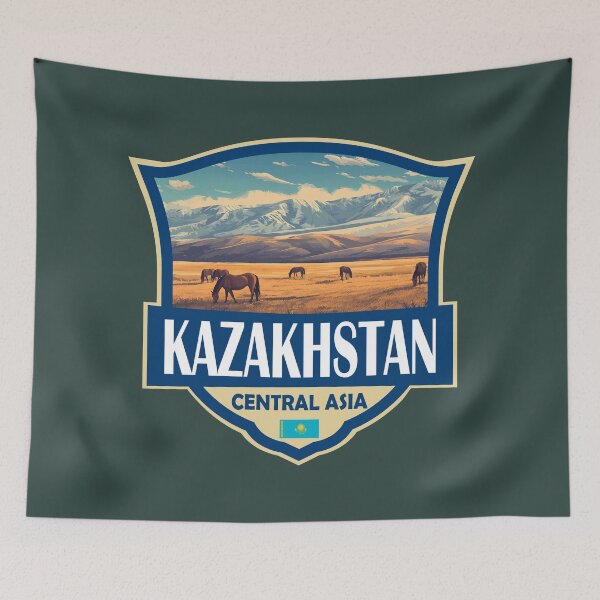 Item preview, Kazakhstan Illustration Retro Badge designed and sold by KrisSidDesigns.