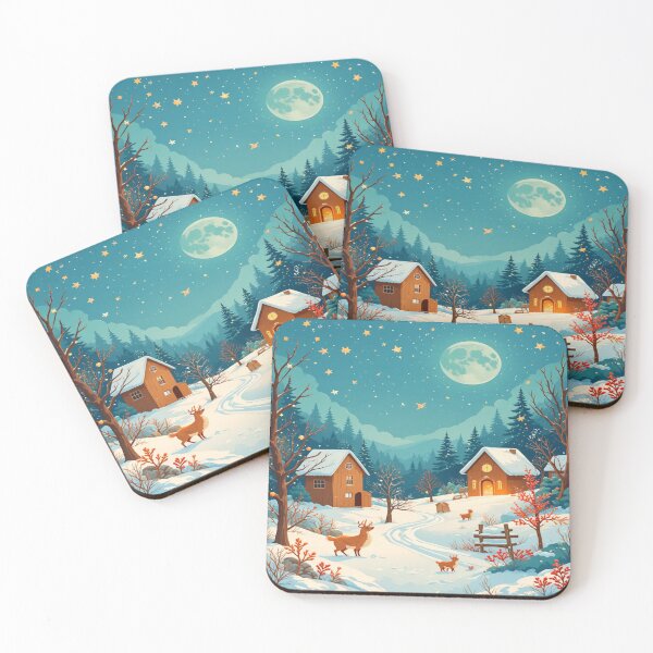 Item preview, Snowy full moon winter landscape under starry sky designed and sold by Hot4Shirt.