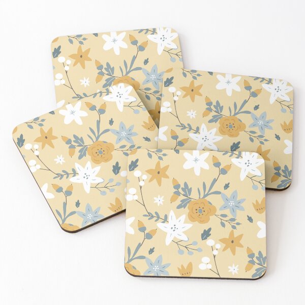 Item preview, Perfect winter day - winter floral pattern in light yellow tones designed and sold by EMJAYHeiss.