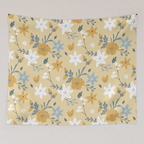 Item preview, Perfect winter day - winter floral pattern in light yellow tones designed and sold by EMJAYHeiss.