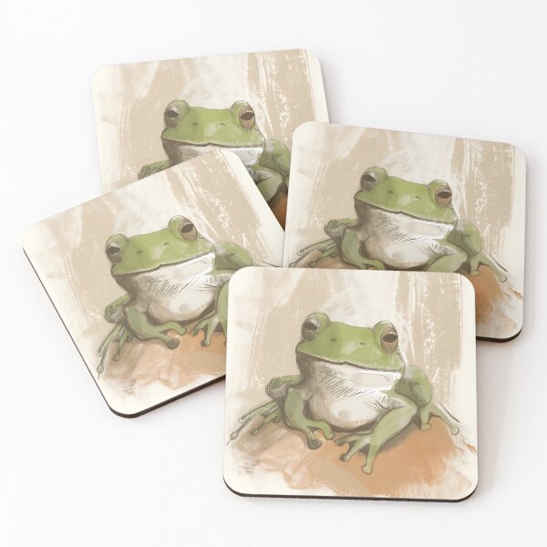 Artikelvorschau, Niedlicher grüner Frosch, Aquarell-Waldkunst entworfen und verkauft von WabiSabiSjak.