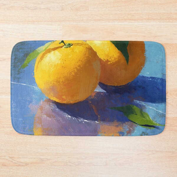 Item preview, Oranges with Green Leaves on Blue Canvas designed and sold by Venon28.
