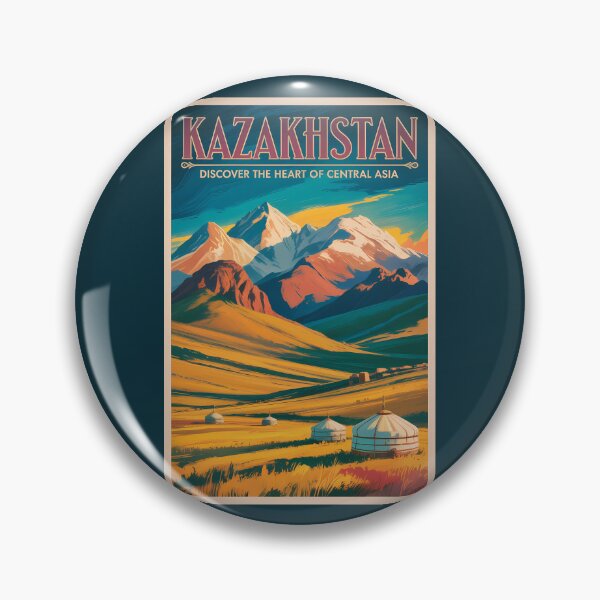 Artikelvorschau, Kasachstan Steppen Illustration Reisekunst Vintage entworfen und verkauft von KrisSidDesigns.