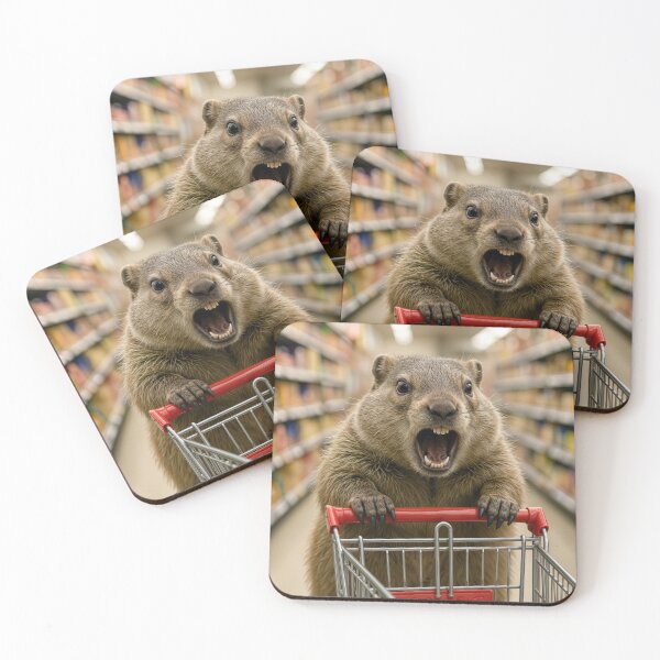 Item preview, Angry Groundhog Pushing a Shopping Cart designed and sold by Maria Dryfhout.