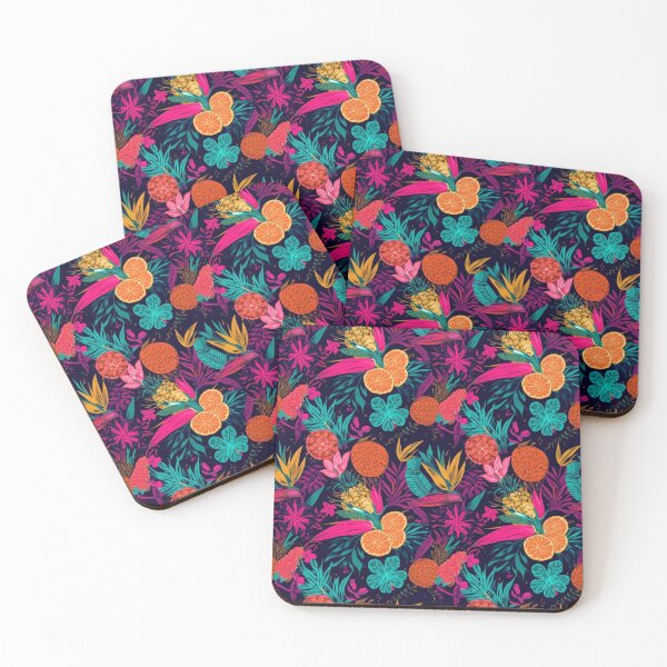 Item preview, Neon Tropical Pattern – Pineapples, Hibiscus & Bird of Paradise designed and sold by Esterlane.