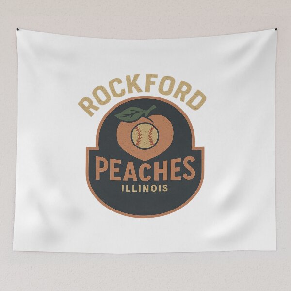 Item preview, Rockford Peaches – Vintage Illinois Baseball Logo (All-American Girls Professional Baseball League) designed and sold by BackstopAndCo.