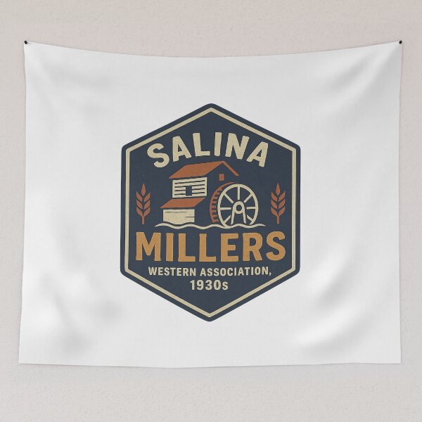 Artikelvorschau, Salina Millers – Vintage-Baseball-Logo (Western Association, 1930er Jahre) entworfen und verkauft von BackstopAndCo.