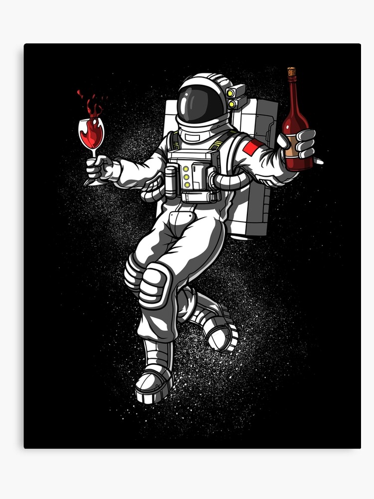 Space Astronaut Wine Party Canvas Print