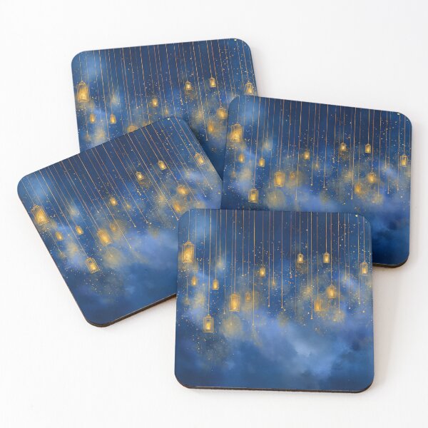 Item preview, Celestial Lanterns Watercolor | Golden Lights in Night Sky designed and sold by solynneart.