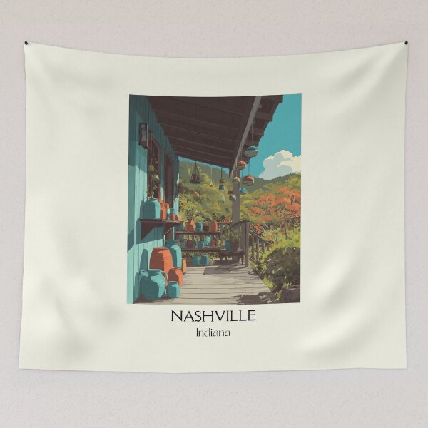 Item preview, Nashville Indiana Porch View | Brown County Art Poster designed and sold by TuncGK.