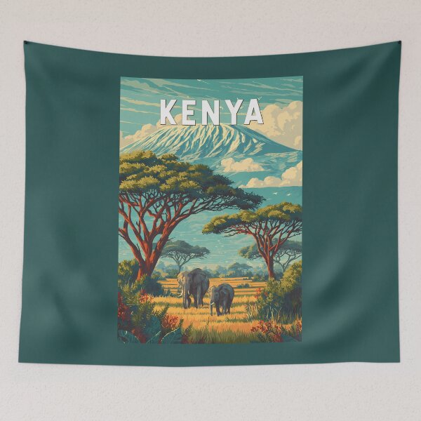 Item preview, Kenya Illustration Travel Art Vintage designed and sold by KrisSidDesigns.