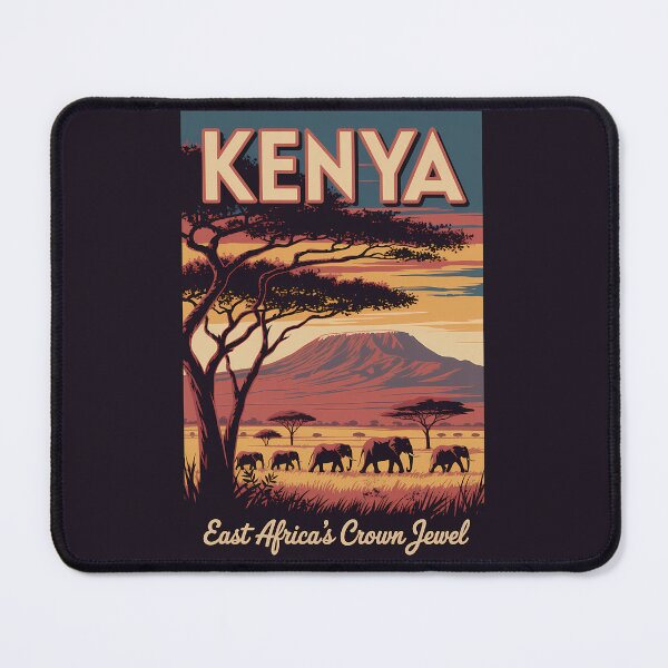 Item preview, Kenya Elephants Illustration Travel Art Vintage designed and sold by KrisSidDesigns.