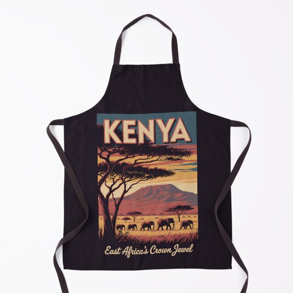 Item preview, Kenya Elephants Illustration Travel Art Vintage designed and sold by KrisSidDesigns.