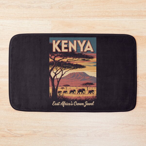 Item preview, Kenya Elephants Illustration Travel Art Vintage designed and sold by KrisSidDesigns.