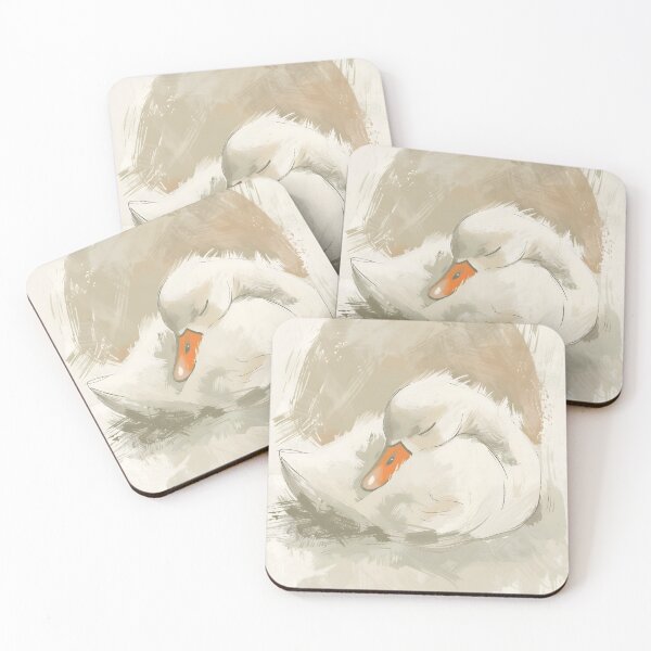 Item preview, Sleeping Swan Watercolor Neutral Nursery Art designed and sold by WabiSabiSjak.