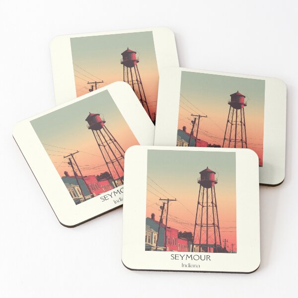 Item preview, Seymour Indiana Water Tower | Railroad Town Sunset Poster designed and sold by TuncGK.