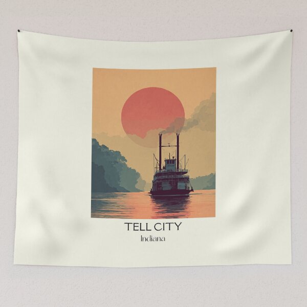 Item preview, Tell City Indiana Riverboat | Ohio River Poster designed and sold by TuncGK.