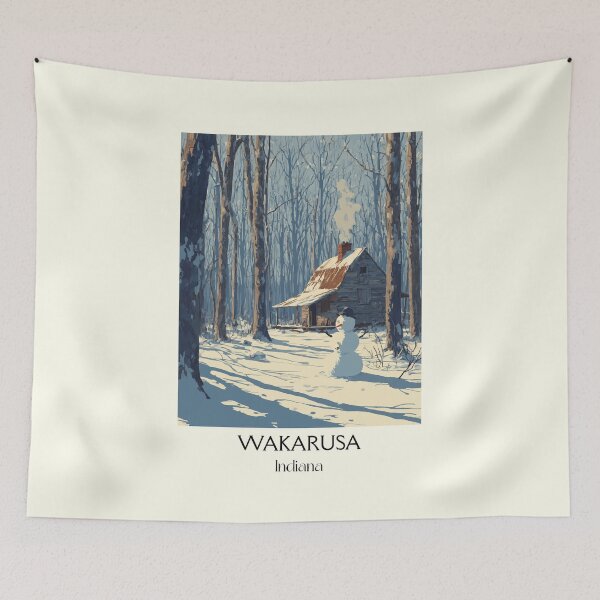 Item preview, Wakarusa Indiana Winter Cabin | Snowy Woods Poster designed and sold by TuncGK.