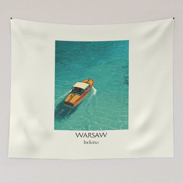 Item preview, Warsaw Indiana Lake Life | Yellow Boat Poster designed and sold by TuncGK.