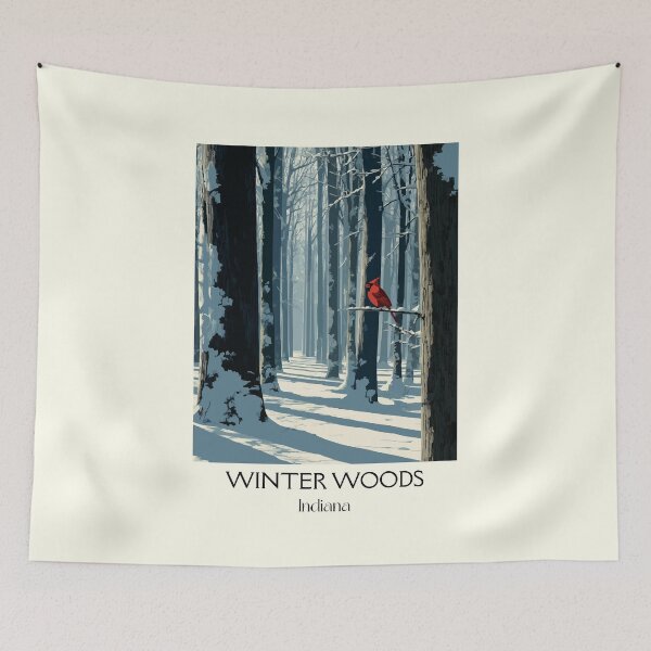 Item preview, Winter Woods Indiana Cardinal | Snowy Forest Poster designed and sold by TuncGK.
