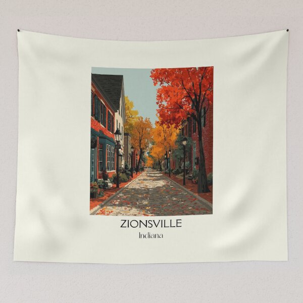 Item preview, Zionsville Indiana Brick Street | Autumn Village Poster designed and sold by TuncGK.