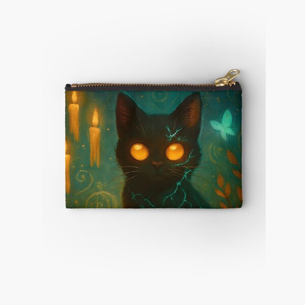 Item preview, Mystic Halloween Cat with Glowing Eyes and Pumpkin designed and sold by FusionGaze.