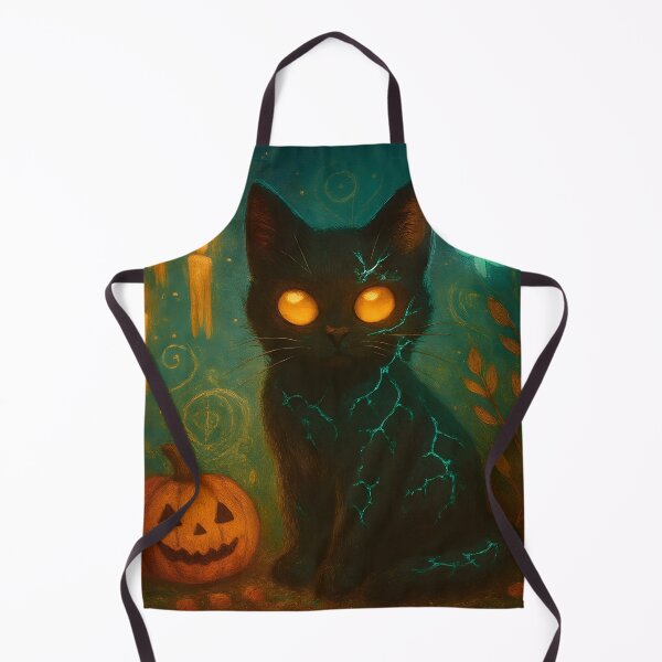 Item preview, Mystic Halloween Cat with Glowing Eyes and Pumpkin designed and sold by FusionGaze.
