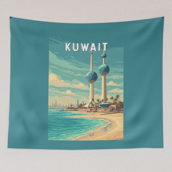 Item preview, Kuwait Illustration Travel Art Vintage designed and sold by KrisSidDesigns.