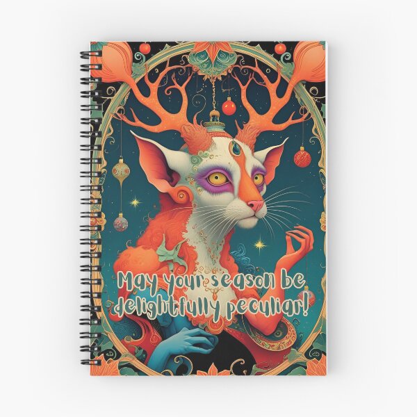 Artikelvorschau, Mystische Weihnachtskatze – Fantasy-Weihnachtskarte entworfen und verkauft von Edenglow Prints & Peculiars.