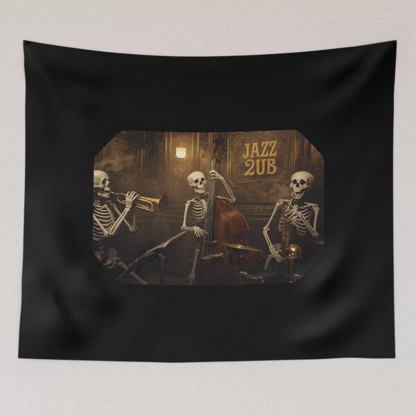 Item preview, Skeletons Playing Jazz in Vintage Club designed and sold by ChicTrendz.