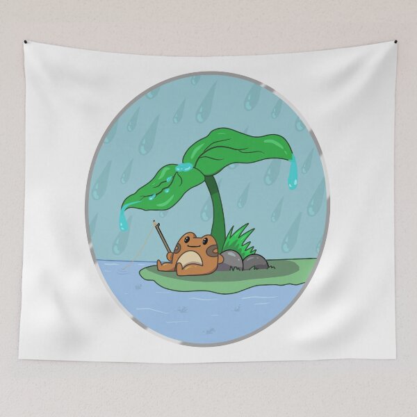 Item preview, Rain Frog fishing under a leaf designed and sold by Addi Does Art.