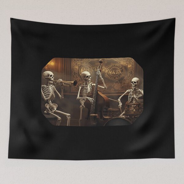 Item preview, Skeleton Jazz Band Vintage Poster Style designed and sold by ChicTrendz.